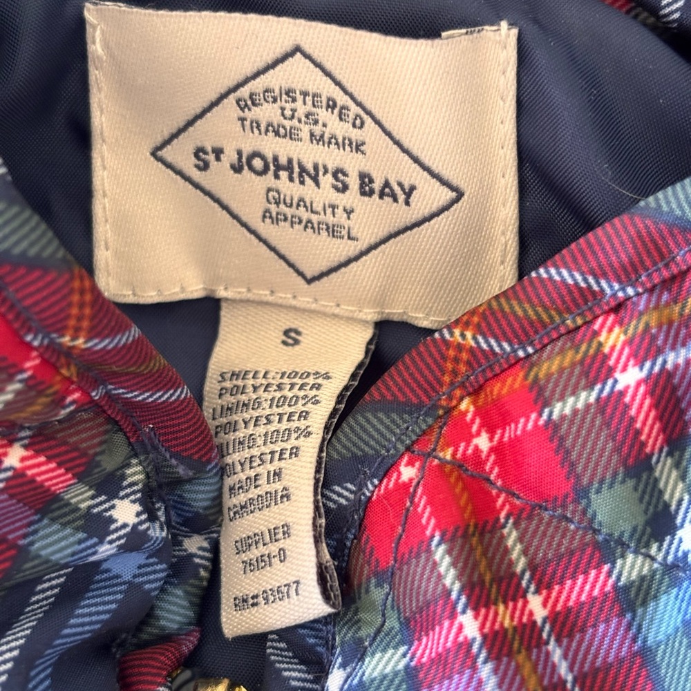 St. John's Bay Red and Navy Plaid Quilted Vest - Picture 3 of 4